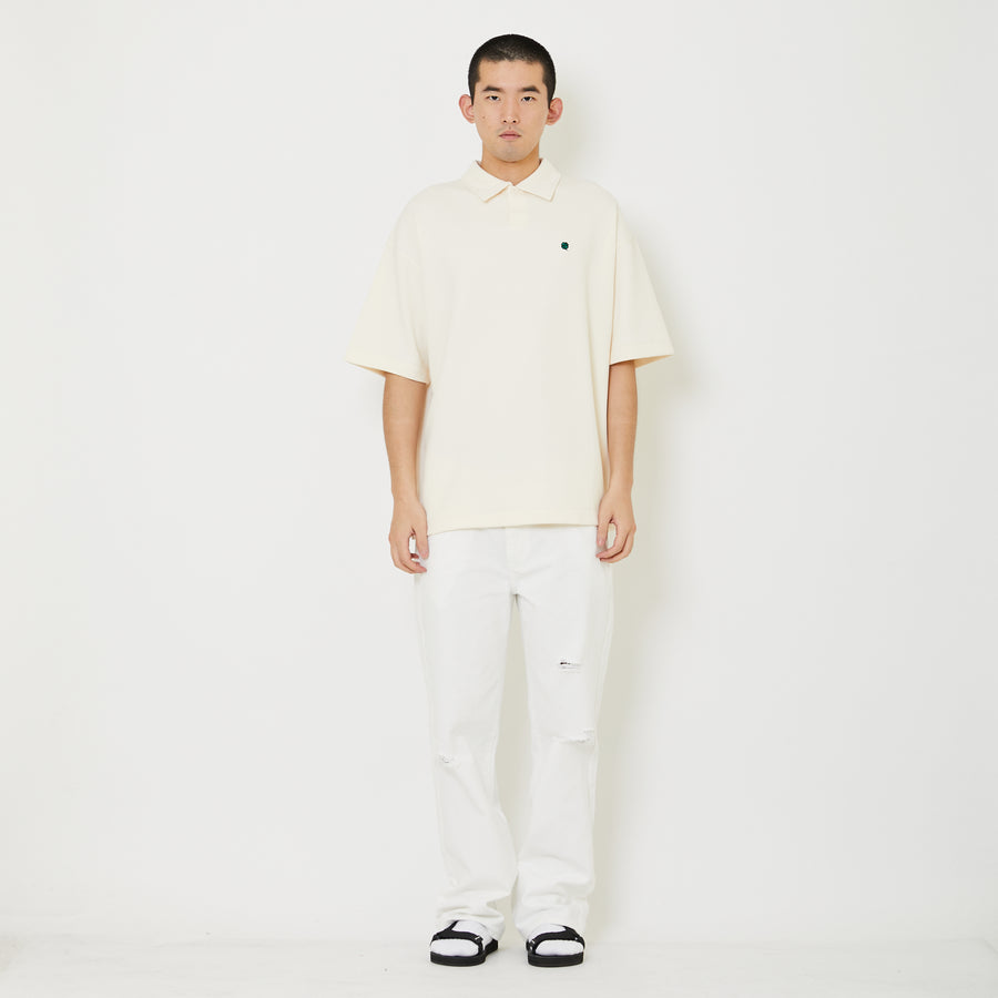 Men Straight Cut Long Jeans With Belt - Off White - SM2407131A