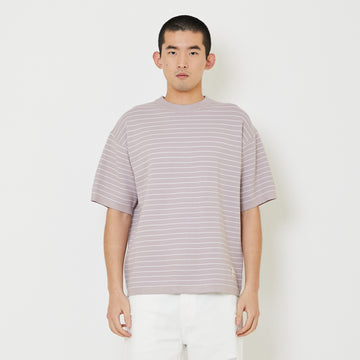 Men Oversized Stripe Sweater - Dusty Purple - SM2407187A