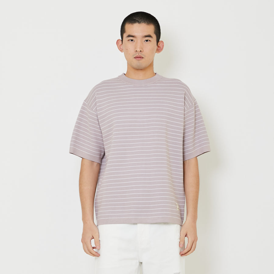 Men Oversized Stripe Sweater - Dusty Purple - SM2407187A