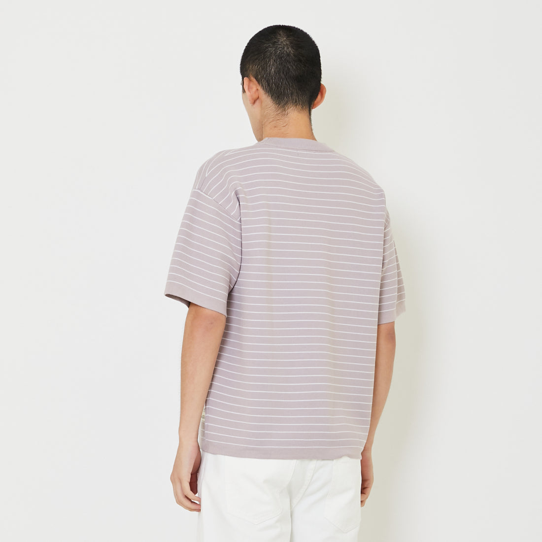 Men Oversized Stripe Sweater - Dusty Purple - SM2407187A