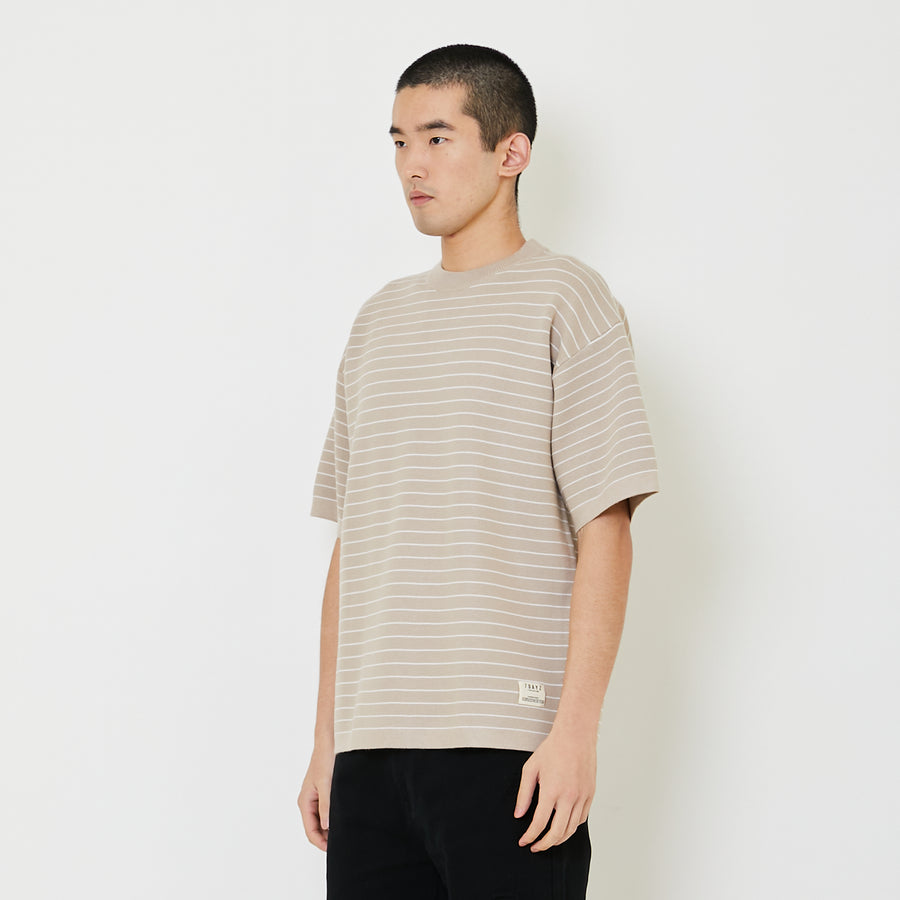 Men Oversized Stripe Sweater - Dk Khaki - SM2407187B