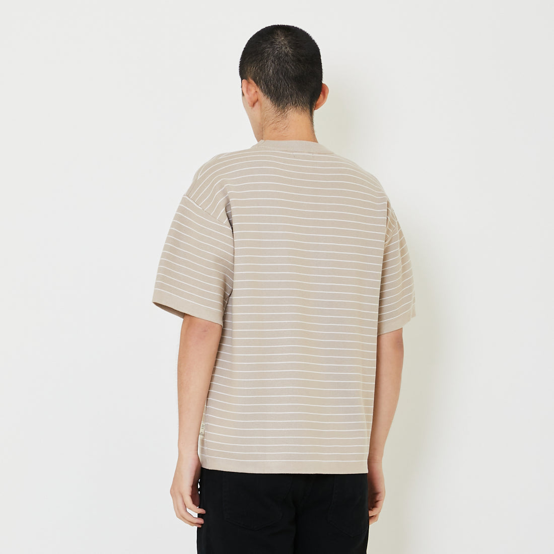 Men Oversized Stripe Sweater - Dk Khaki - SM2407187B