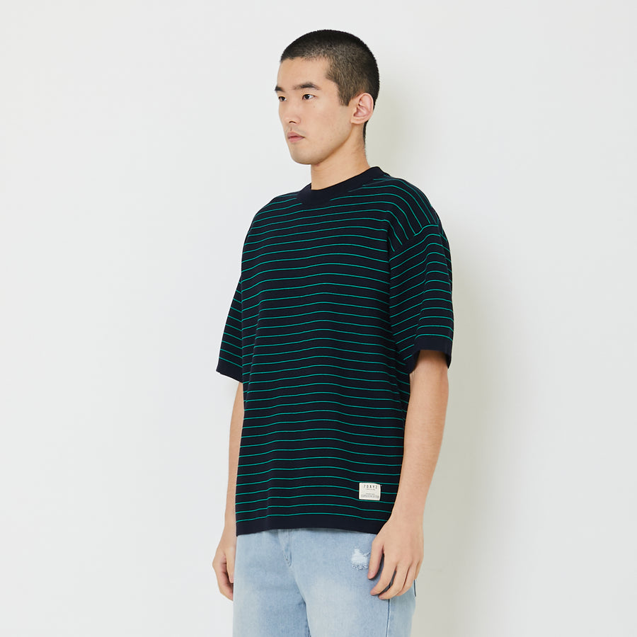 Men Oversized Stripe Sweater - Navy - SM2407187C