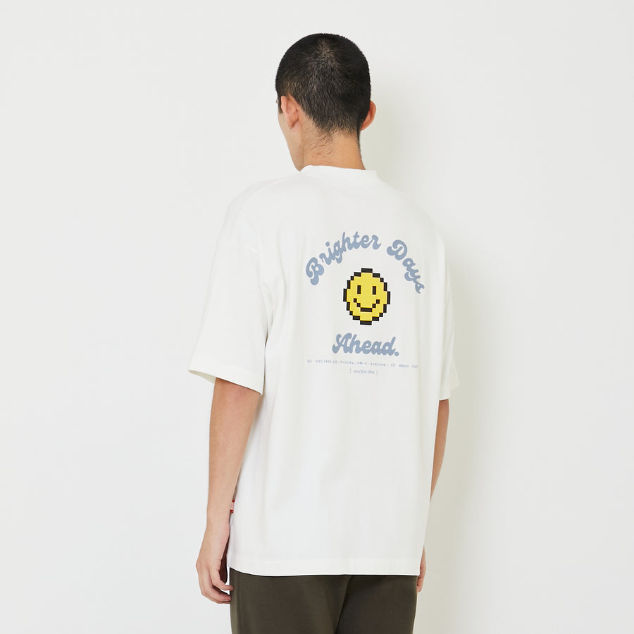 Men Printed Oversized Tee - Off White - SM2408134A