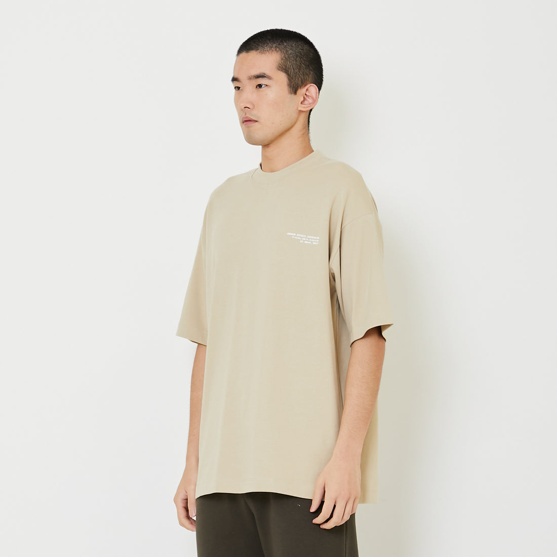 Men Printed Oversized Tee - Light Khaki - SM2408134B