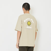 Men Printed Oversized Tee - Light Khaki - SM2408134B