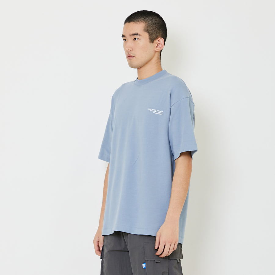 Men Printed Oversized Tee - Dusty Blue - SM2408134C