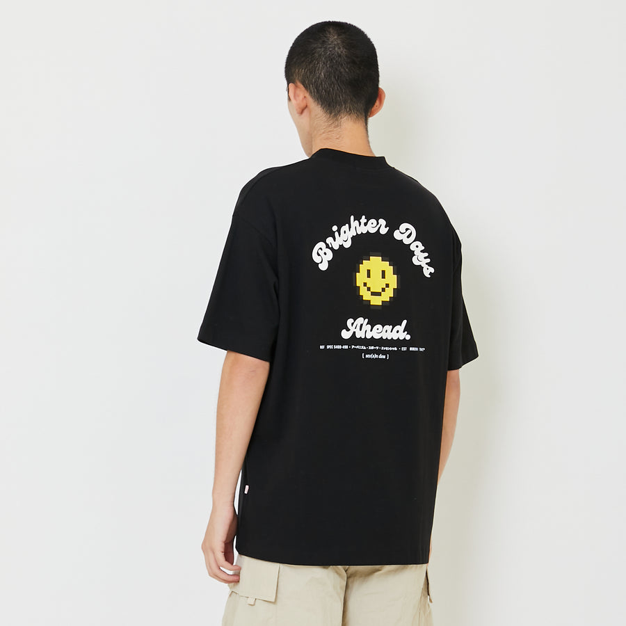 Men Printed Oversized Tee - Black - SM2408134D