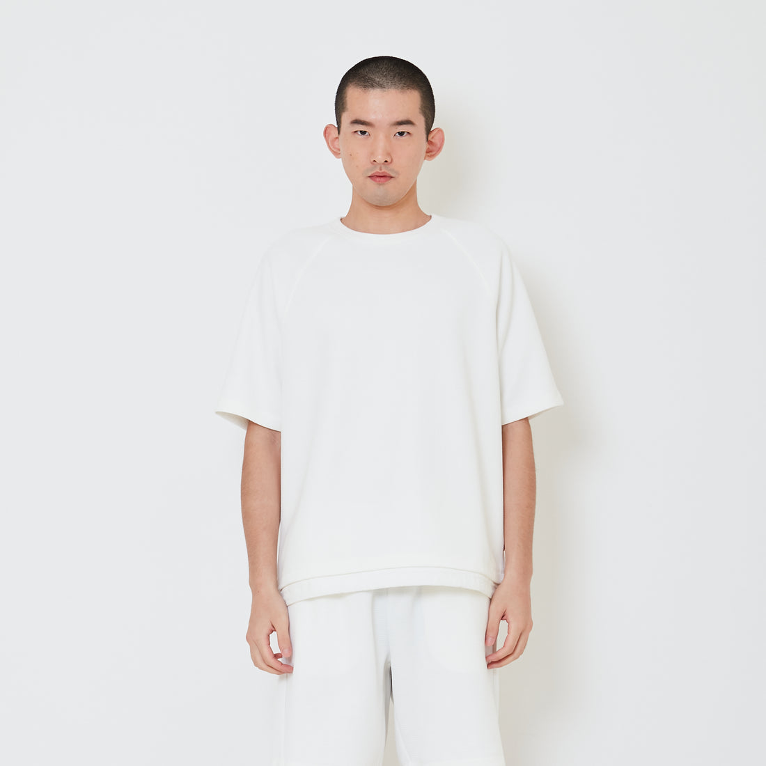 Men Oversized Waffle Top - Off White - SM2408137A