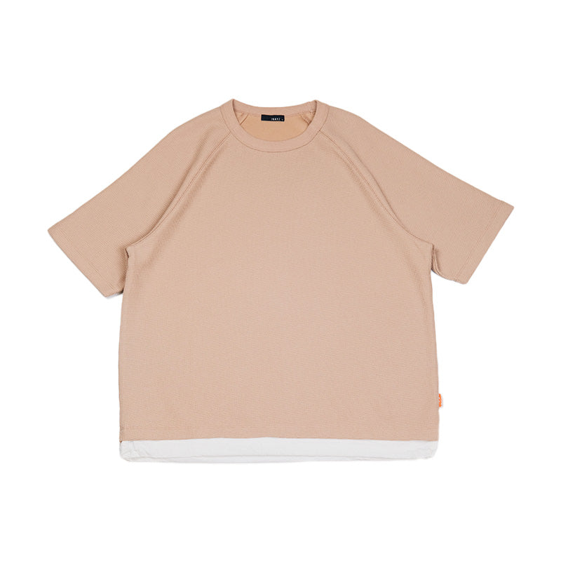 Men Oversized Waffle Top - Light Khaki - SM2408137B