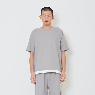 Men Oversized Waffle Top - Light Grey - SM2408137C