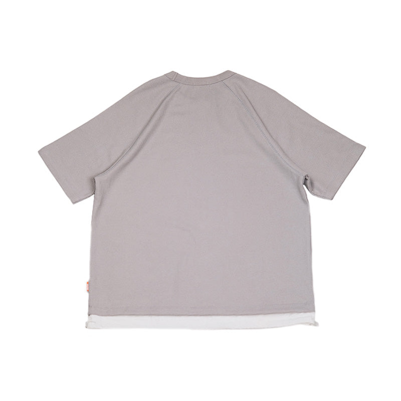 Men Oversized Waffle Top - Light Grey - SM2408137C