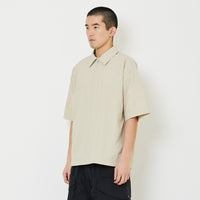 Mens Oversized Nylon Polo Tee - Light Khaki - SM2408141A