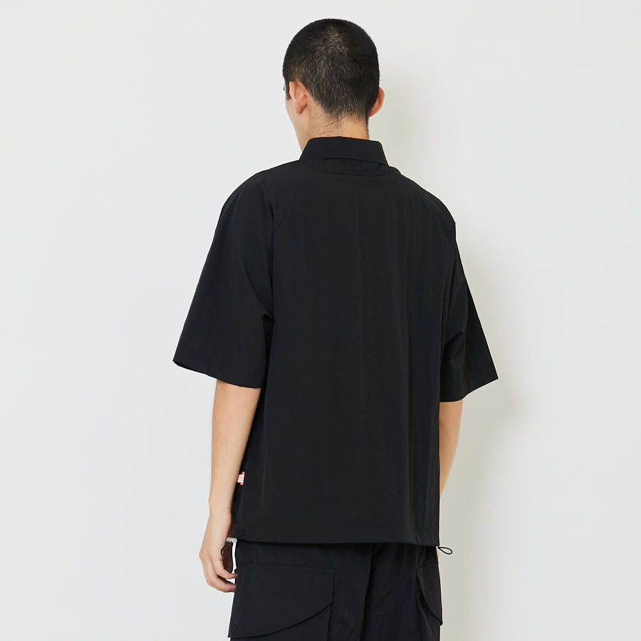 Mens Oversized Nylon Polo Tee - Black - SM2408141C