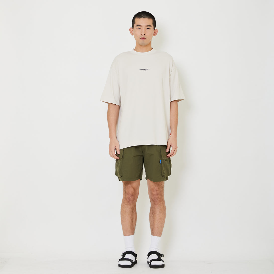 Men Nylon Cargo Shorts - Army Green - SM2408143B