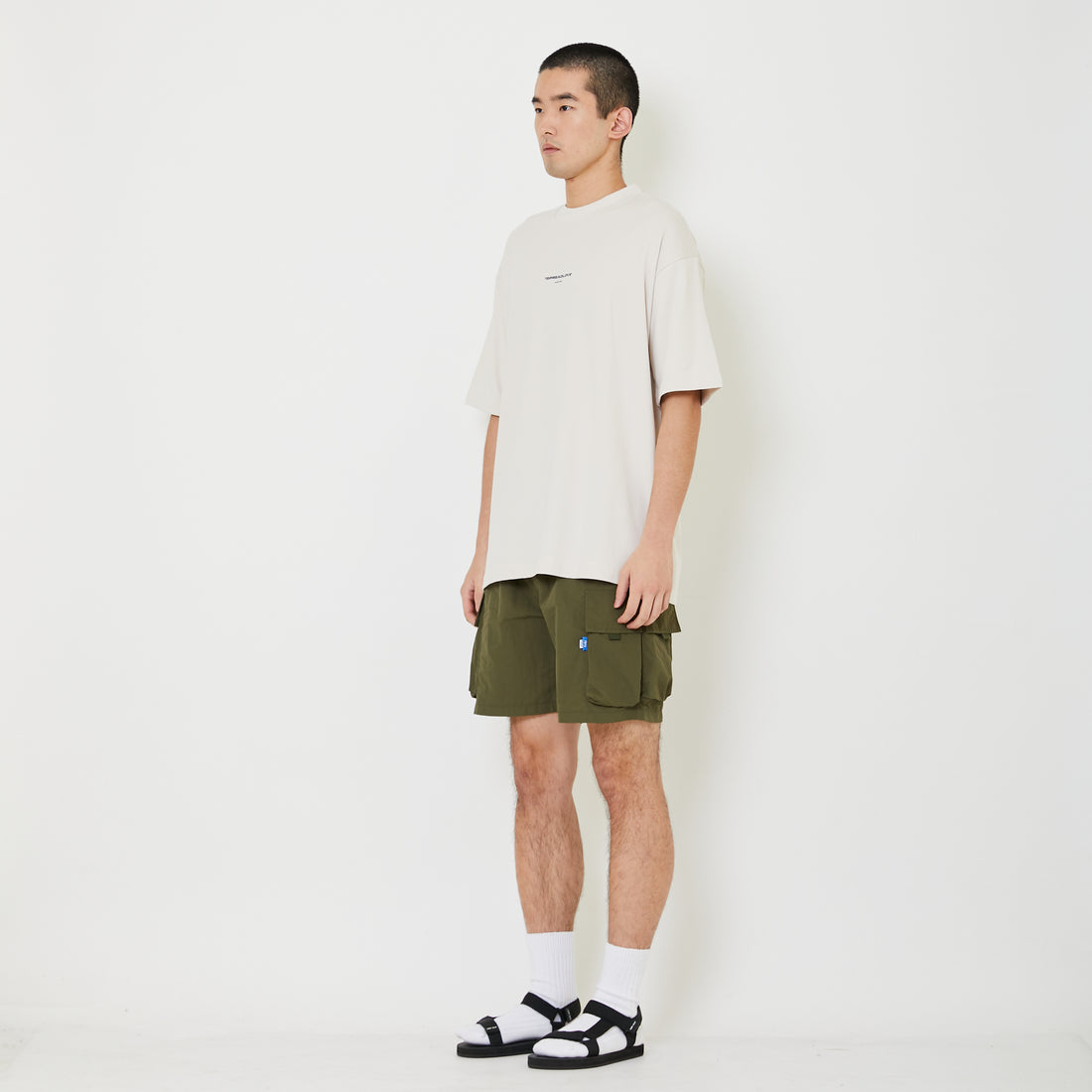 Men Nylon Cargo Shorts - Army Green - SM2408143B