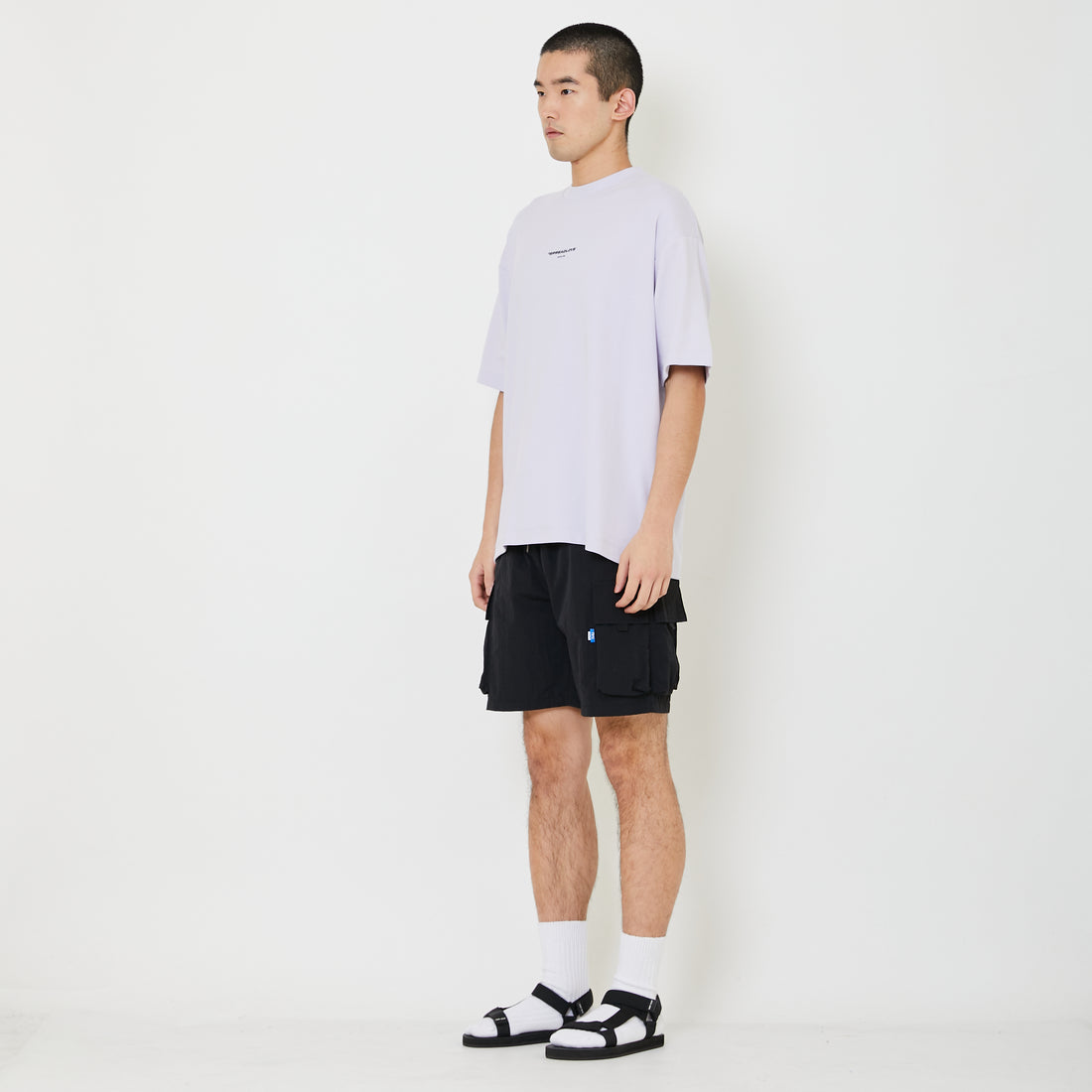 Men Nylon Cargo Shorts - Black - SM2408143D