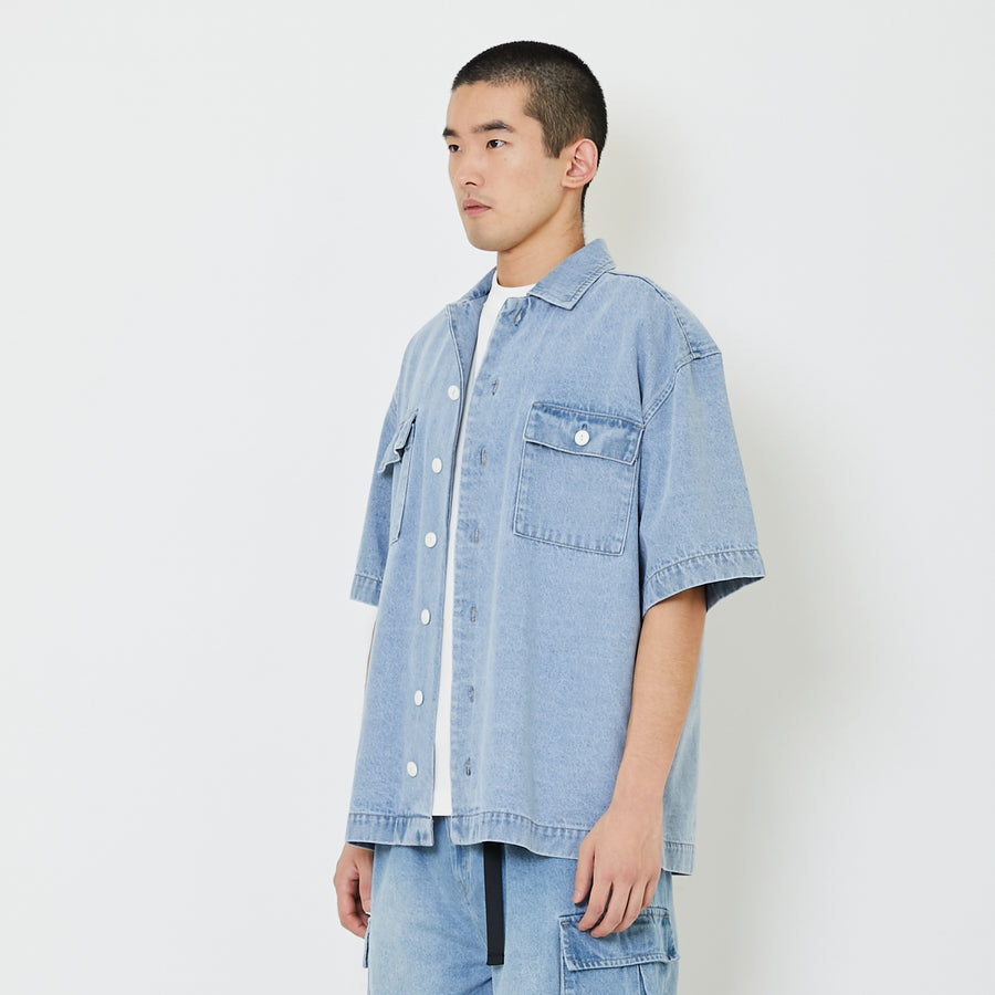 Men Oversized Shirt - Light Blue - SM2408145A