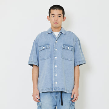 Men Oversized Shirt - Light Blue - SM2408145A