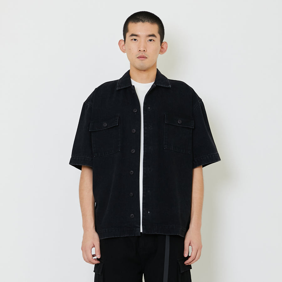 Men Oversized Shirt - Black - SM2408145B