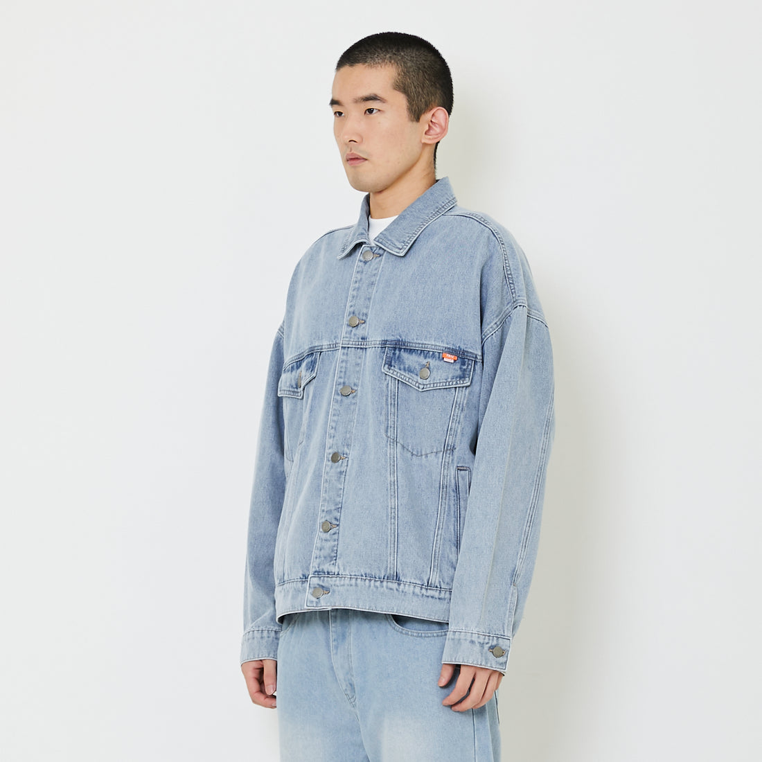 Men Oversized Denim Jacket - Light Blue - SM2408146A