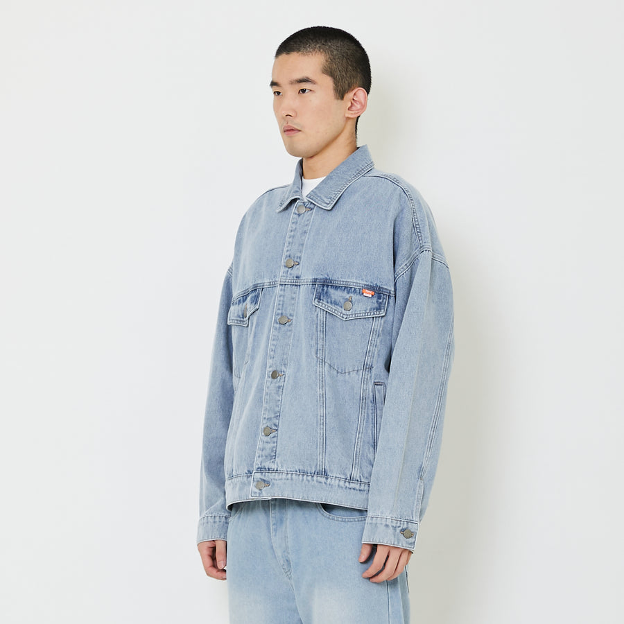 Men Oversized Denim Jacket - Light Blue - SM2408146A