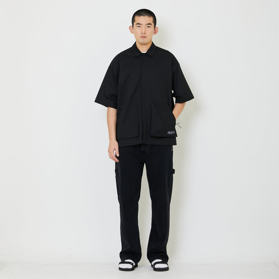 Men Straight Cut Worker Denim Long Pants - Black - SM2408148B