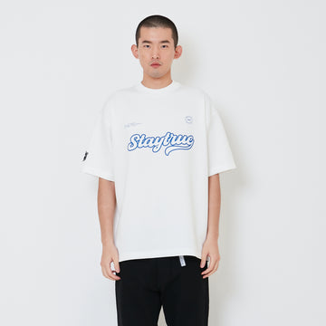 Men Printed Oversized Jersey Tee - Off White - SM2408150A