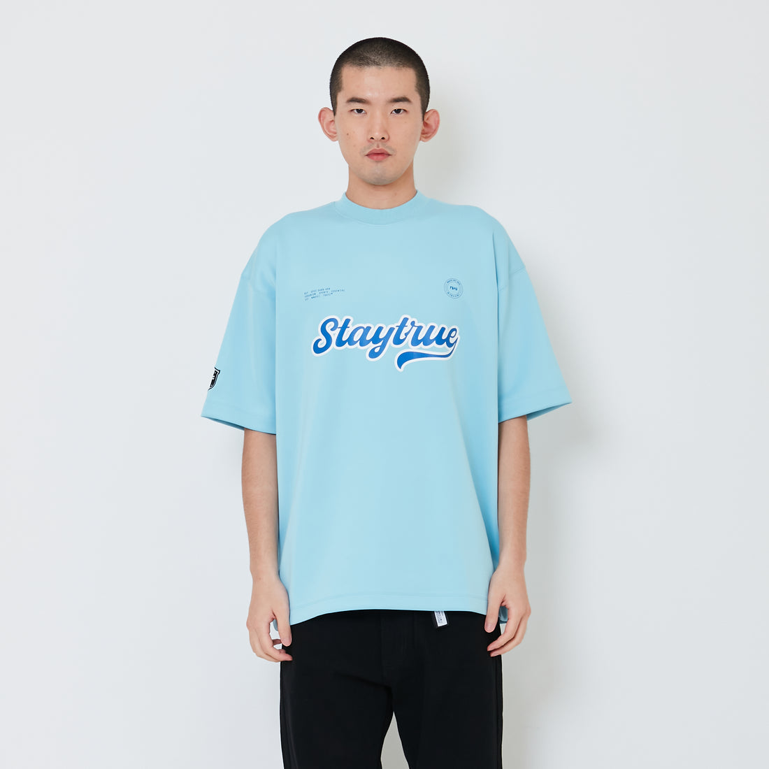 Men Printed Oversized Jersey Tee - Blue - SM2408150B