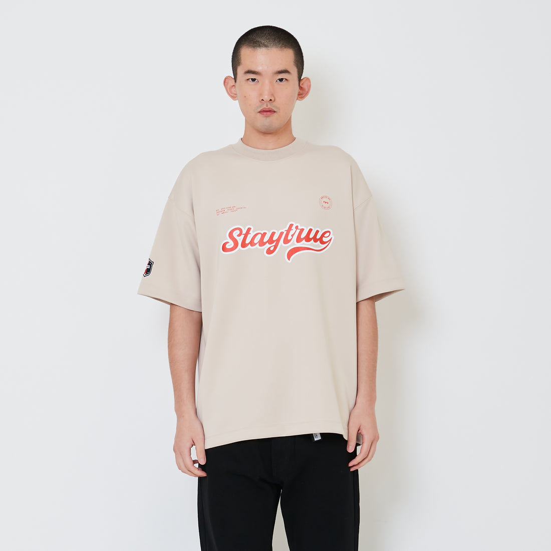 Men Printed Oversized Jersey Tee - Light Khaki - SM2408150C