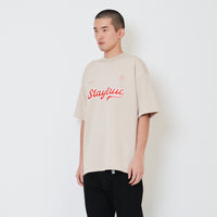 Men Printed Oversized Jersey Tee - Light Khaki - SM2408150C