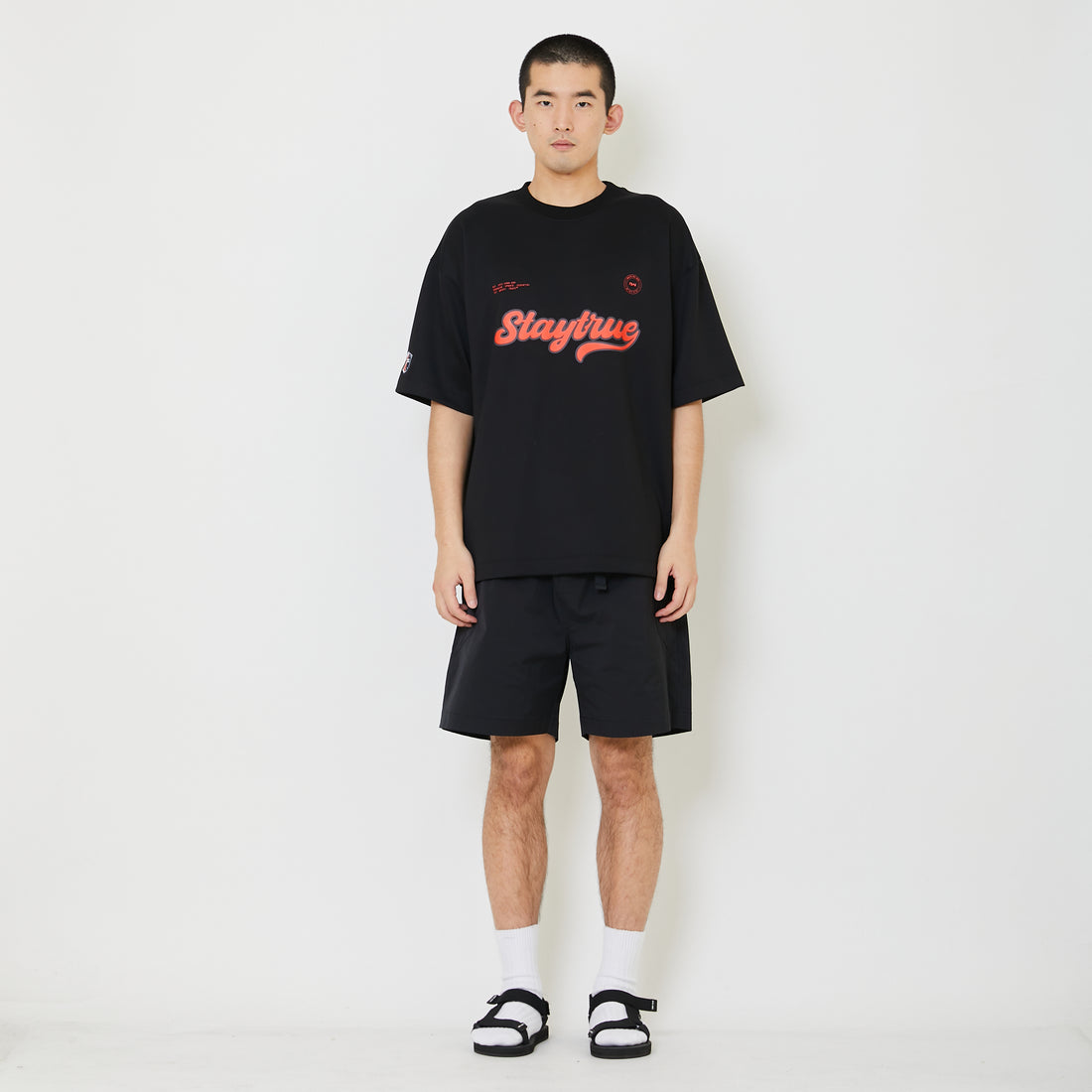 Men Printed Oversized Jersey Tee - Black - SM2408150D