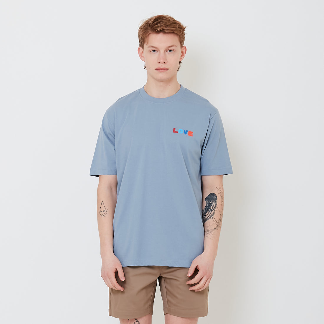 Men Graphic Tee - Dusty Blue - SM2408178B