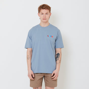 Men Graphic Tee - Dusty Blue - SM2408178B