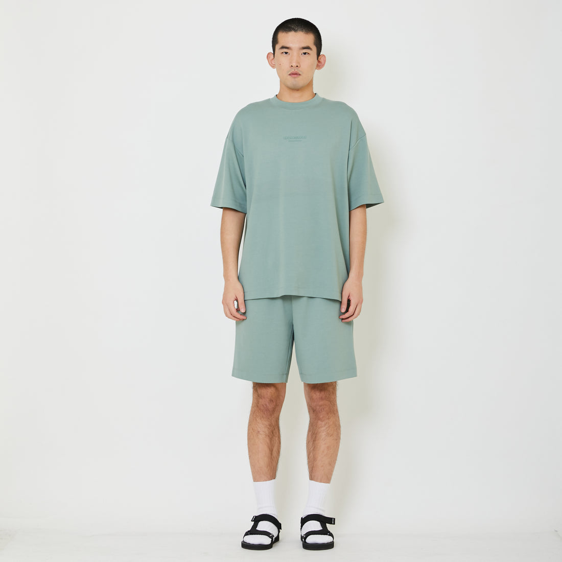 Men Oversized Pique Top - Dusty Green - SM2409155B