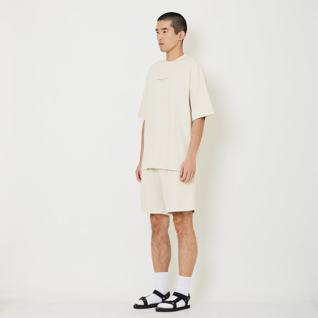 Men Oversized Pique Top - Beige - SM2409155C