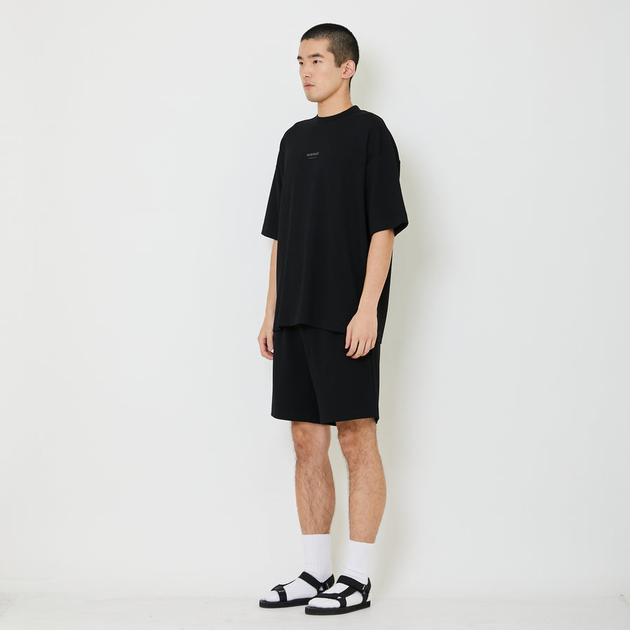 Men Oversized Pique Top - Black - SM2409155D