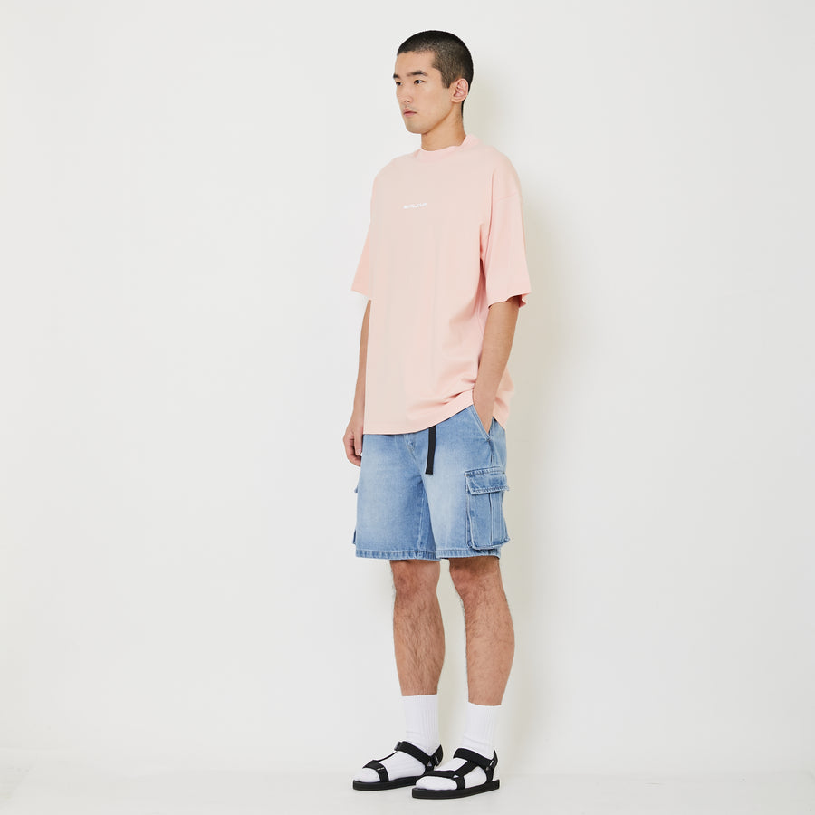 Men Printed Oversized Tee - Soft Pink - SM2409158B