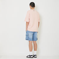 Men Printed Oversized Tee - Soft Pink - SM2409158B