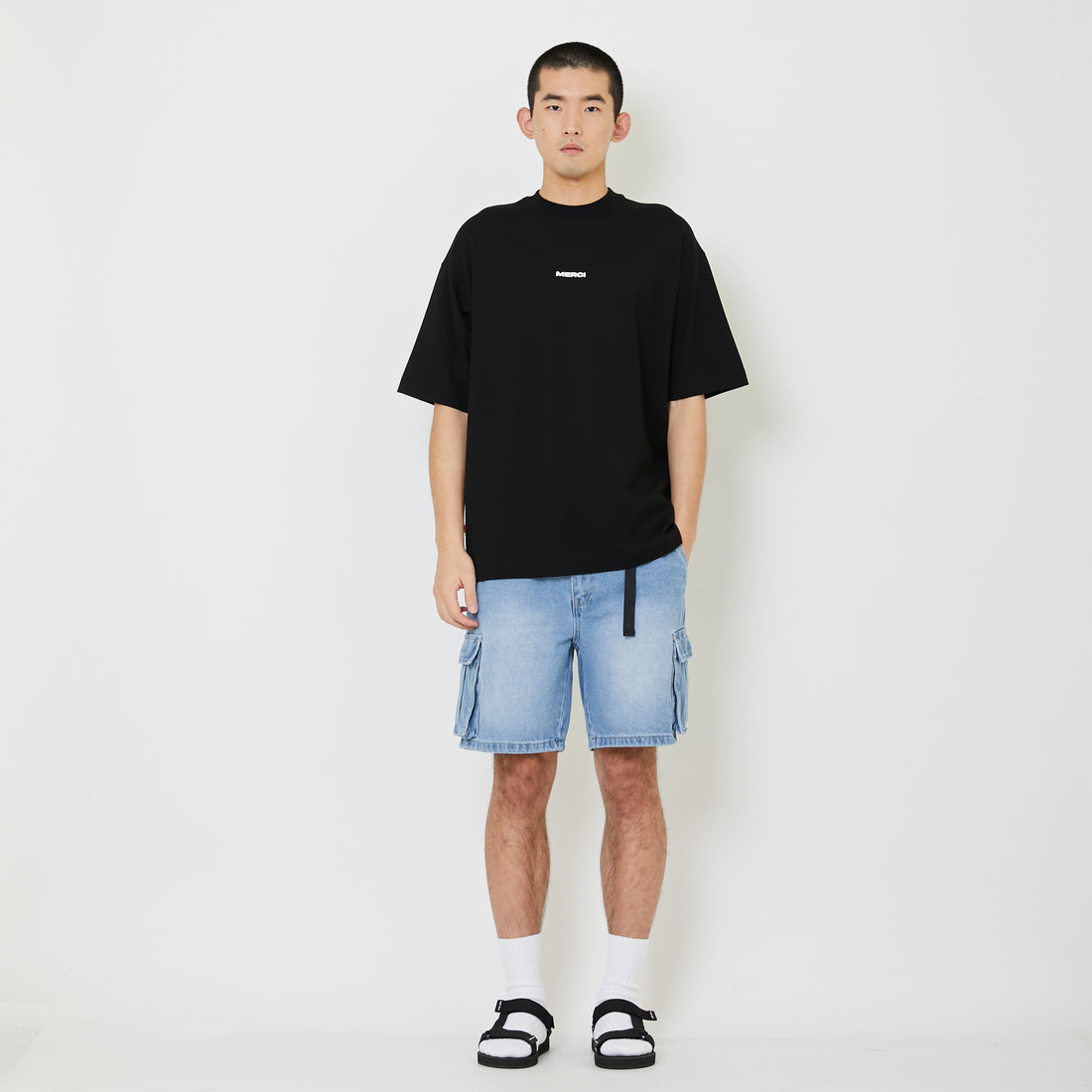 Men Printed Oversized Tee - Black - SM2409158D