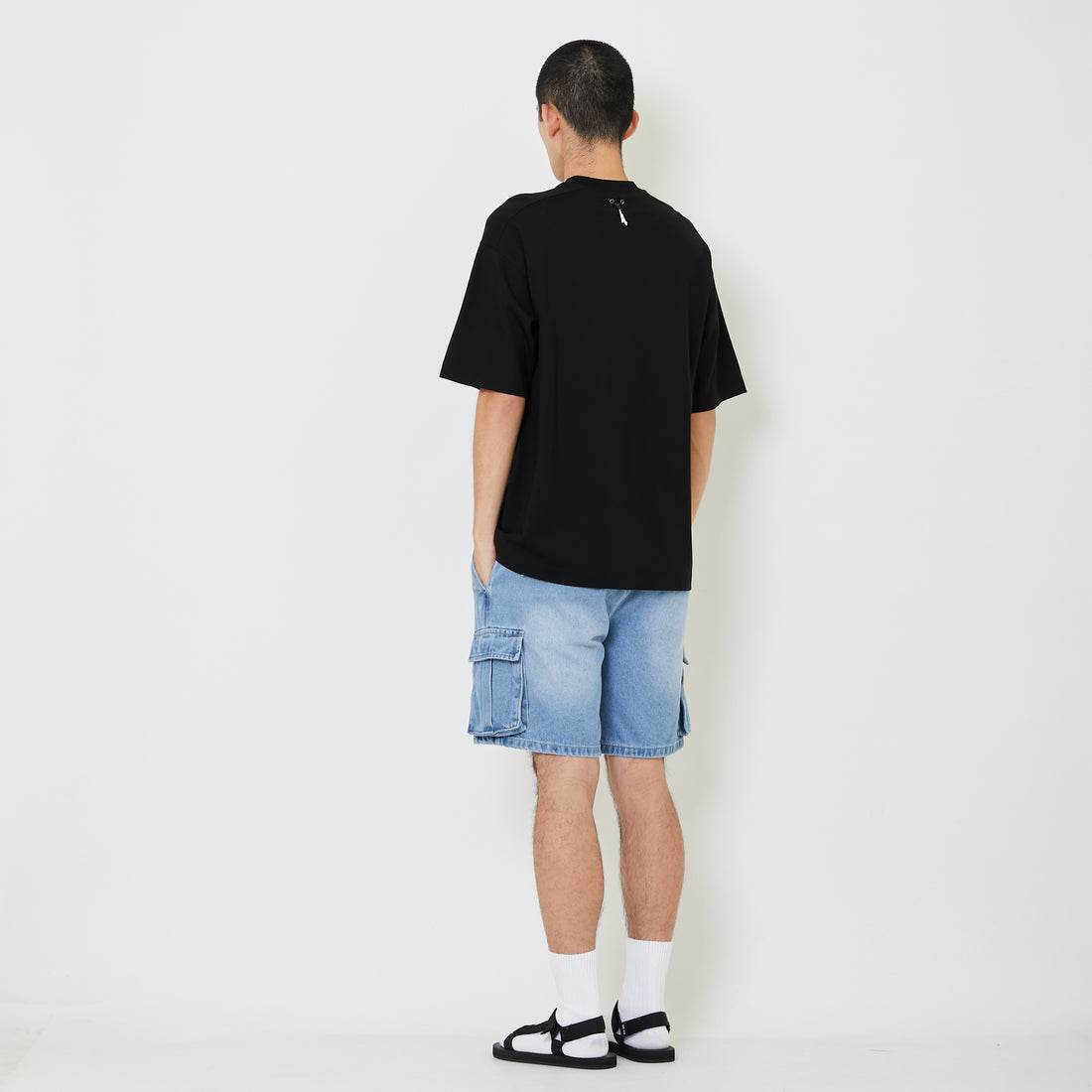 Men Printed Oversized Tee - Black - SM2409158D