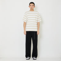 Men Oversized Stripe Sweater - Beige - SM2409159A