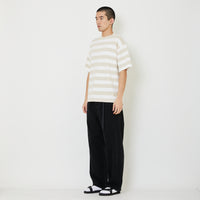 Men Oversized Stripe Sweater - Beige - SM2409159A