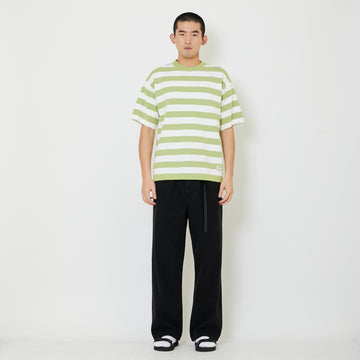 Men Oversized Stripe Sweater - Green - SM2409159B