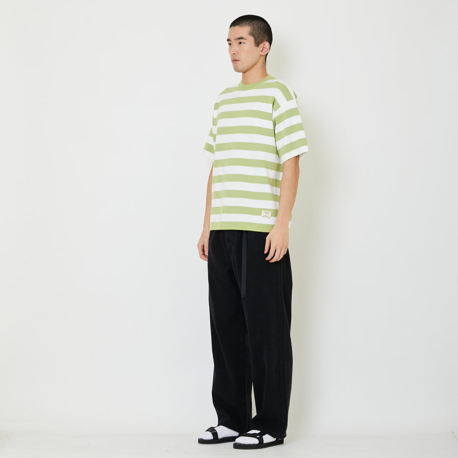 Men Oversized Stripe Sweater - Green - SM2409159B