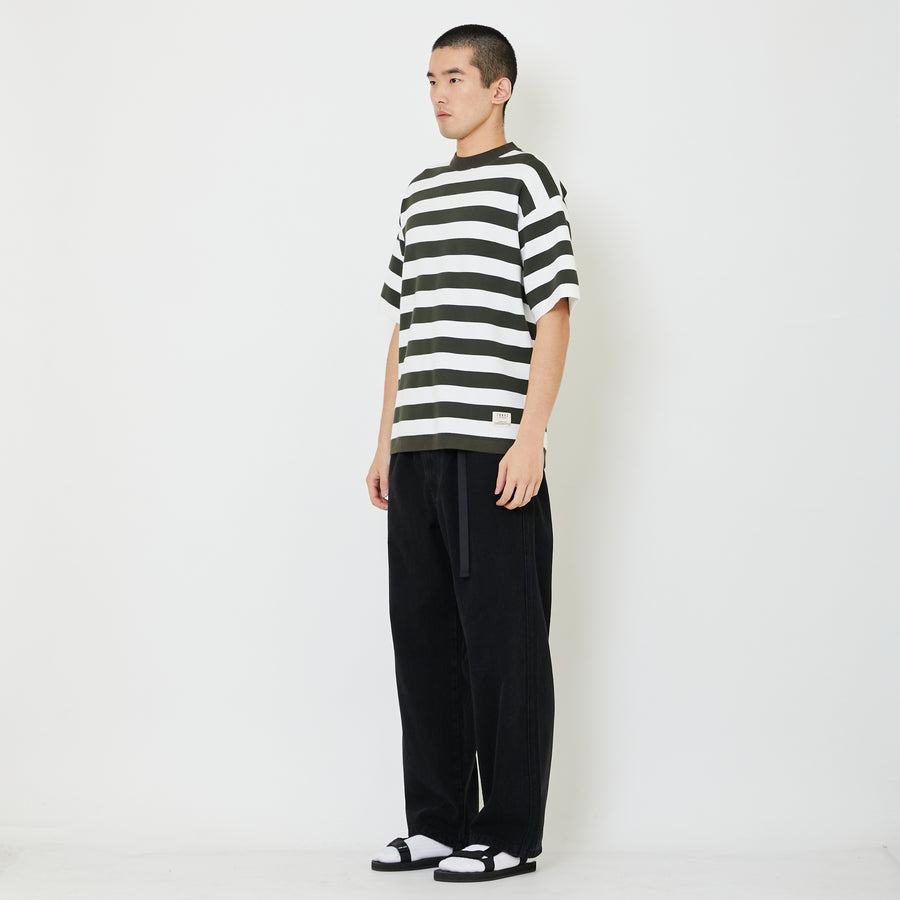 Men Oversized Stripe Sweater - Dark Grey - SM2409159C