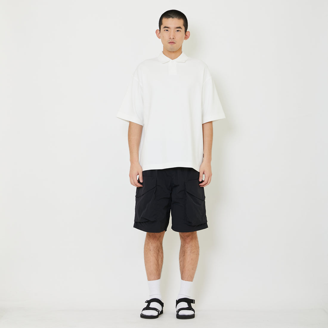 Mens Oversized Polo Tee - Off White - SM2409161A