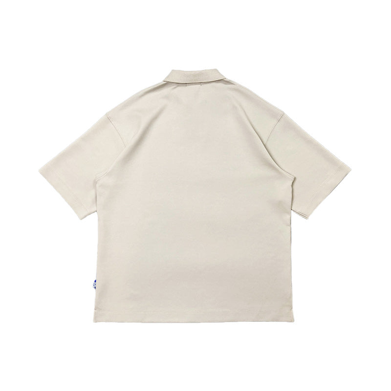 Mens Oversized Polo Tee - Beige - SM2409161B