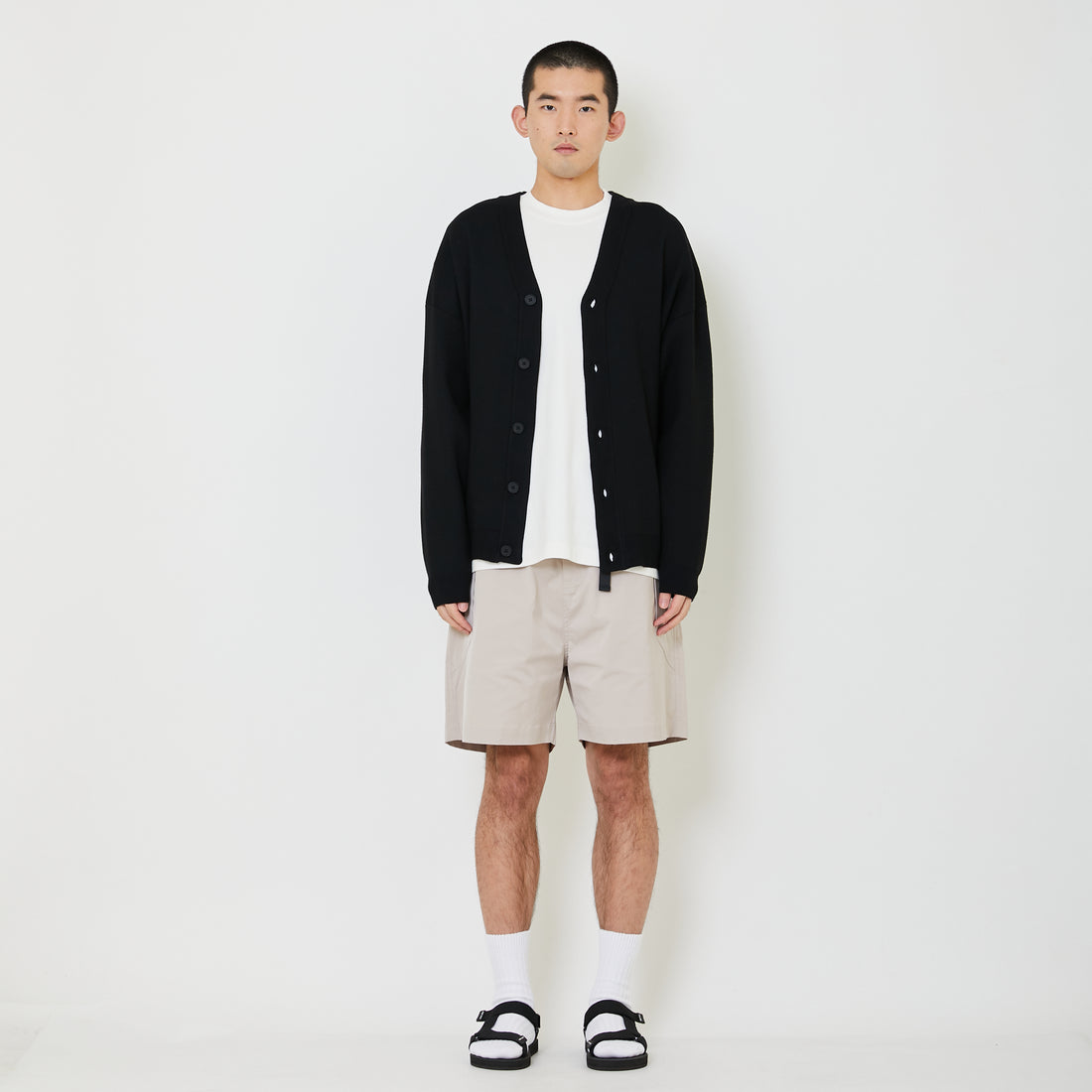 Men Oversized Cardigan - Black - SM2409166B