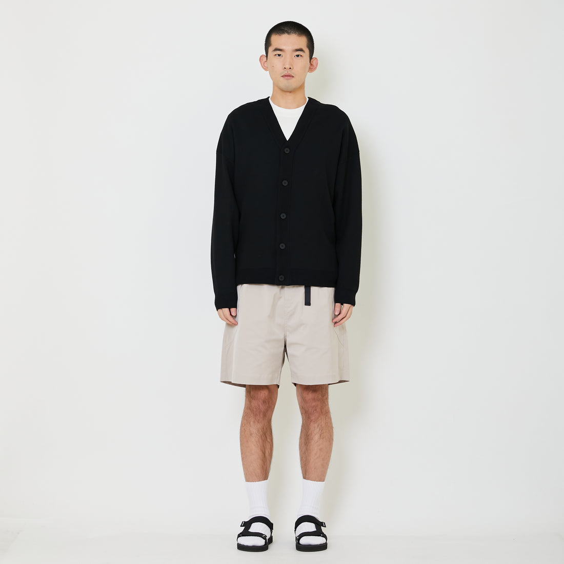 Men Oversized Cardigan - Black - SM2409166B